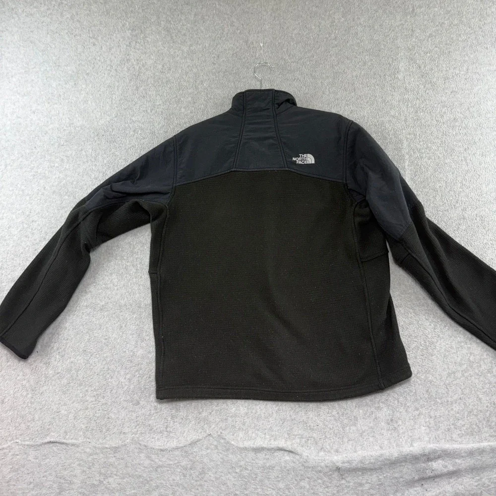 The North Face Grid Fleece Jacket Mens Large Black Full Zip Softshell Overlay